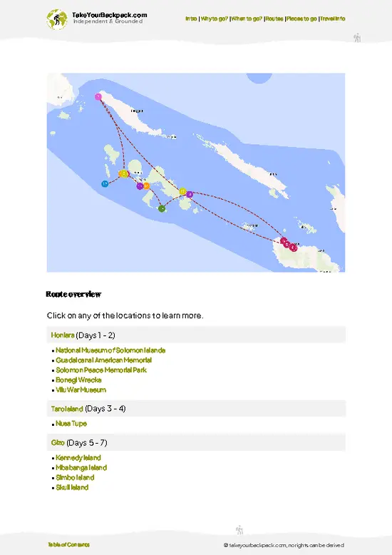 example page 4 from our offline Travel Guide for Solomon Islands